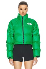 The North Face Nuptse Short Jacket in Optic Emerald, view 2, click to view large image.