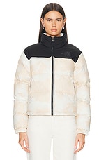 The North Face Crinkle Rev Nuptse Jacket in White Dune Low Fi Hi Tek Dye Print, view 3, click to view large image.