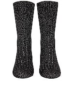 TAKAHIROMIYASHITA The Soloist Lurex Socks in Black & Silver, view 2, click to view large image.
