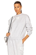 Alexander Wang Foundation Terry Crewneck Sweatshirt in Light Heather Grey, view 1, click to view large image.