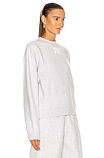 Alexander Wang Foundation Terry Crewneck Sweatshirt in Light Heather Grey, view 2, click to view large image.