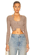 Alexander Wang Twinset Halter Cardigan in Dark Oatmeal Melange, view 1, click to view large image.