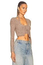 Alexander Wang Twinset Halter Cardigan in Dark Oatmeal Melange, view 2, click to view large image.