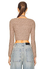 Alexander Wang Twinset Halter Cardigan in Dark Oatmeal Melange, view 3, click to view large image.