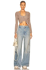 Alexander Wang Twinset Halter Cardigan in Dark Oatmeal Melange, view 4, click to view large image.