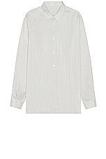 The Row Albie Shirt in Grey Stripe, view 1, click to view large image.