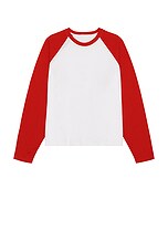 THE ROW ザロウ Jameson長袖カットソー The Row Jameson Long Sleeve Tee in White & Tomato Red | FWRD