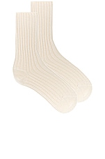 The Row Calf Cashmere Sock in Ivory, view 1, click to view large image.