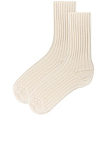 The Row Calf Cashmere Sock in Ivory, view 2, click to view large image.