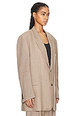 The Row Marina Jacket in Taupe & Ivory Melange, view 3, click to view large image.