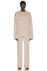 The Row Egle Pant in Beige Melange & Dark Gold, view 4, click to view large image.