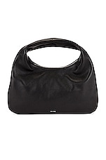 The Row Small Everyday Grain Leather Shoulder Bag in Black, view 1, click to view large image.