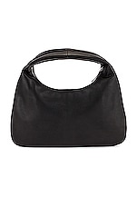 The Row Small Everyday Grain Leather Shoulder Bag in Black, view 3, click to view large image.