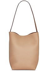 The Row Medium North South Park Tote in Dark Taupe, view 3, click to view large image.