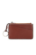 The Row Zipped Keychain Pouch in Cherry Wood PLD, view 1, click to view large image.