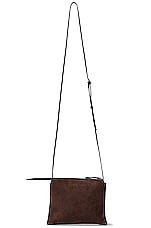 The Row Nu Mini Twin Suede Crossbody Bag in Mocha, view 1, click to view large image.