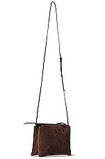 The Row Nu Mini Twin Suede Crossbody Bag in Mocha, view 3, click to view large image.