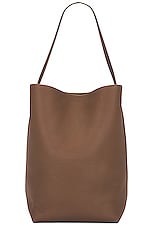 The Row Large N/S Park Tote Bag in Dark Olive PLD, view 1, click to view large image.
