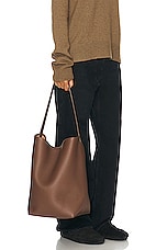 The Row Large N/S Park Tote Bag in Dark Olive PLD, view 2, click to view large image.
