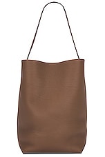 The Row Large N/S Park Tote Bag in Dark Olive PLD, view 3, click to view large image.