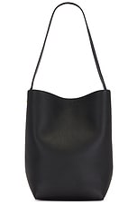 The Row Medium NS Tote Hook Bag in Black ANG, view 3, click to view large image.