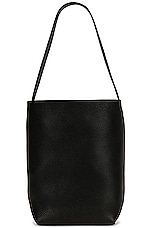 The Row Medium North South Park Tote Bag in Black PLD, view 3, click to view large image.