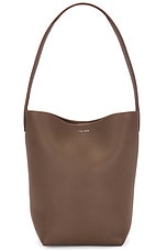 The Row Small N/S Park Tote Bag in Dark Olive PLD, view 1, click to view large image.