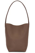 The Row Small N/S Park Tote Bag in Dark Olive PLD, view 3, click to view large image.