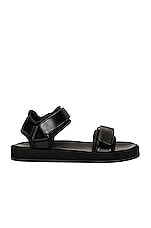 The Row Hook and Loop Flat Sandals in Black, view 1, click to view large image.