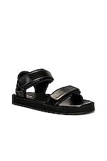 The Row Hook and Loop Flat Sandals in Black, view 2, click to view large image.