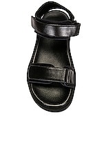 The Row Hook and Loop Flat Sandals in Black, view 4, click to view large image.