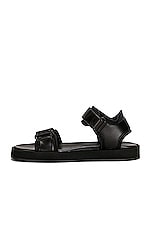 The Row Hook and Loop Flat Sandals in Black, view 5, click to view large image.
