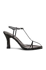 The Row T Bar Heel Sandals in Black, view 1, click to view large image.
