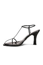The Row T Bar Heel Sandals in Black, view 5, click to view large image.