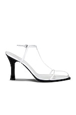 The Row T Bar Heel Sandals in Optic White, view 1, click to view large image.