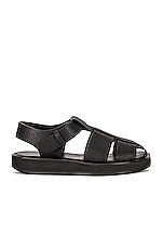 The Row Fisherman Leather Sandals in Black, view 1, click to view large image.