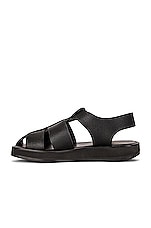 The Row Fisherman Leather Sandals in Black, view 5, click to view large image.