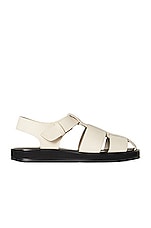 The Row Fisherman Leather Sandals in Ivory, view 1, click to view large image.