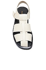 The Row Fisherman Leather Sandals in Ivory, view 3, click to view large image.