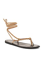 The Row Knot Flat Sandal in Beige, view 2, click to view large image.
