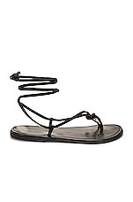 The Row Knot Flat Sandal in Dark Brown, view 1, click to view large image.