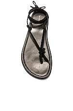 The Row Knot Flat Sandal in Dark Brown, view 4, click to view large image.
