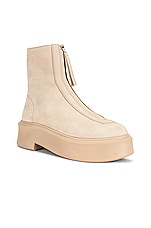 The Row Zipped Booties in Beige, view 2, click to view large image.