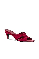 The Row Soft Knot Mule Sandal in Red, view 2, click to view large image.