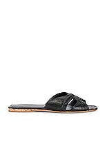 The Row Soft Knot Flat Sandal in Black & Cork, view 1, click to view large image.