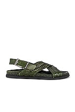 The Row Buckle Sandal in DARK GREEN, view 1, click to view large image.