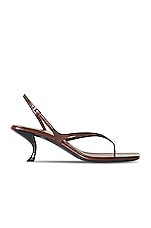 The Row Constance Leather Sandals in Walnut, view 1, click to view large image.