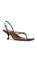 The Row Constance Leather Sandals in Walnut, view 2, click to view large image.