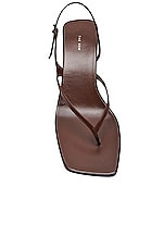The Row Constance Leather Sandals in Walnut, view 3, click to view large image.