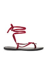 The Row Flat Knot Sandal Two in Red, view 1, click to view large image.